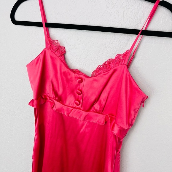 Betsey Johnson Vintage Silk Blend Oink Ruffle Lace Trim Mini Dress - Picture 6 of 11